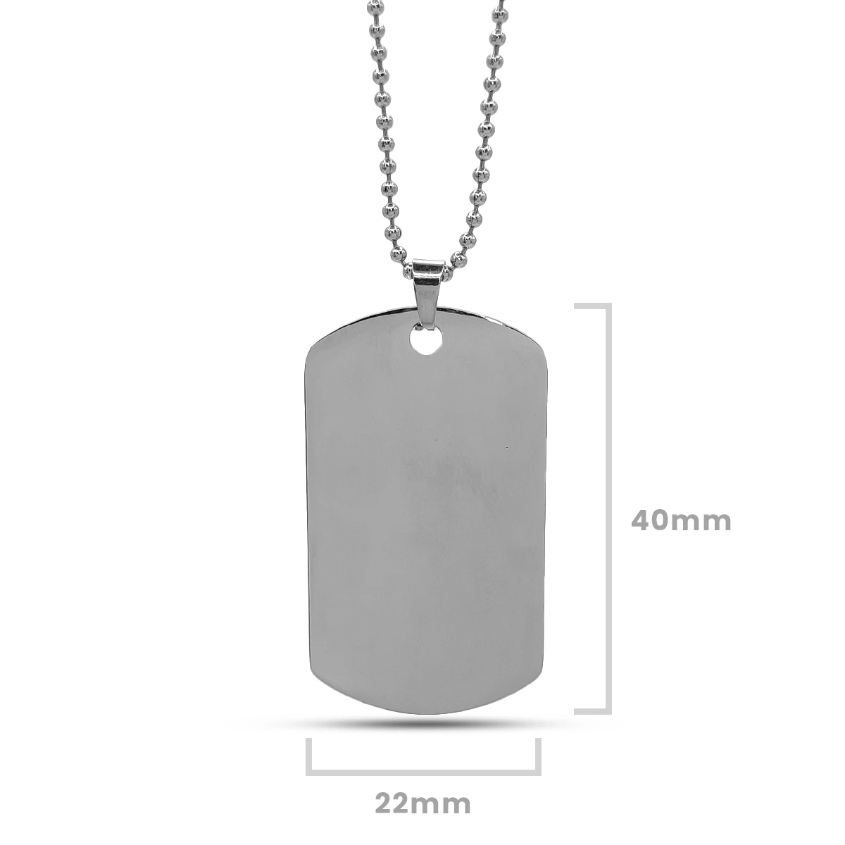 Collar Acero Placa Lisa Cadena Militar Para Grabado