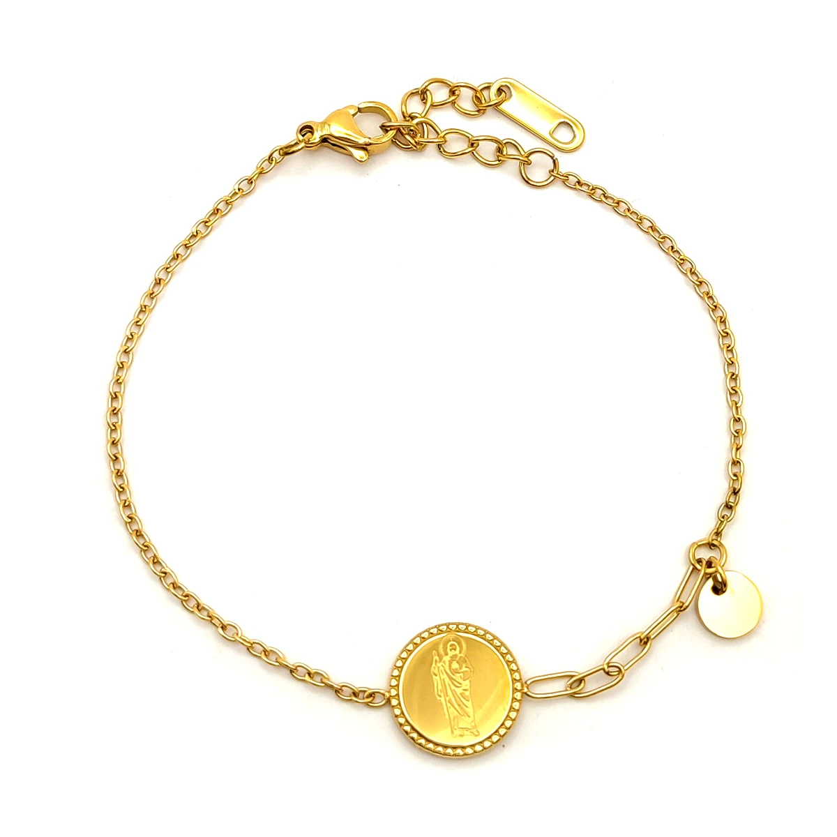 Pulsera Acero Inox Colgante Medalla San Judas Tadeo