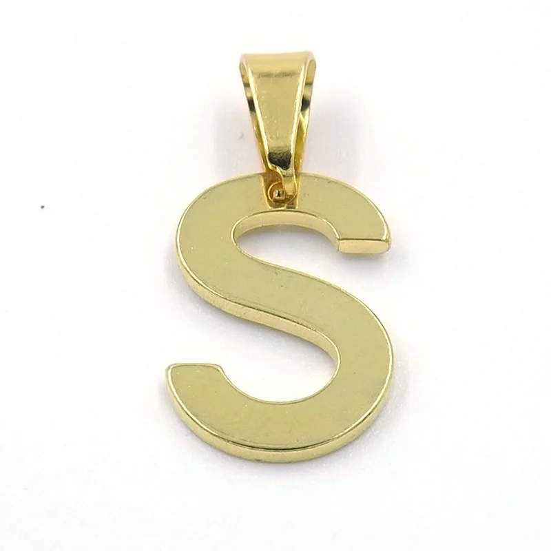Dije de Acero Dorado Letra S Pequeña Alfabeto