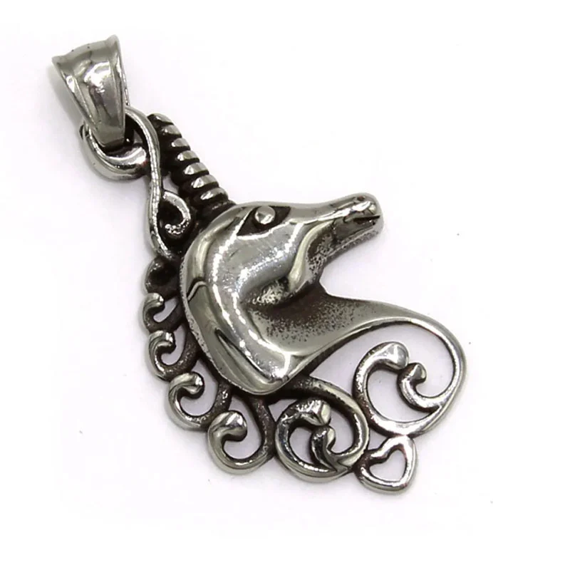 Dije Acero Plateado Unicornio Mágico Místico Corazón