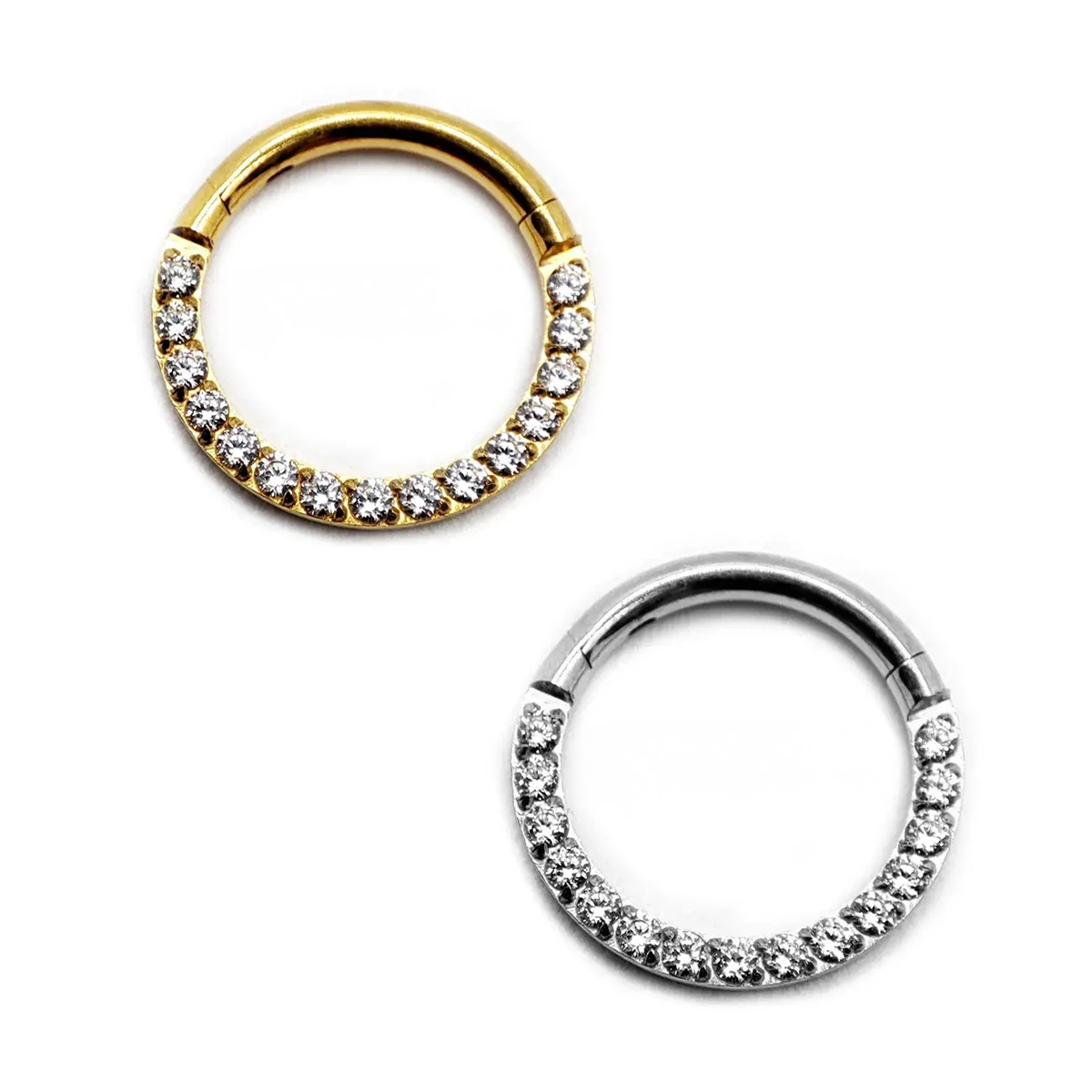 Piercing de Oreja Acero Argolla Aro Zirconia Clicker Liso