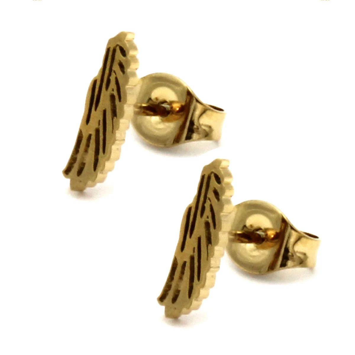 Set Joyeria Acero Dorado Alas Abiertas Angel Silueta