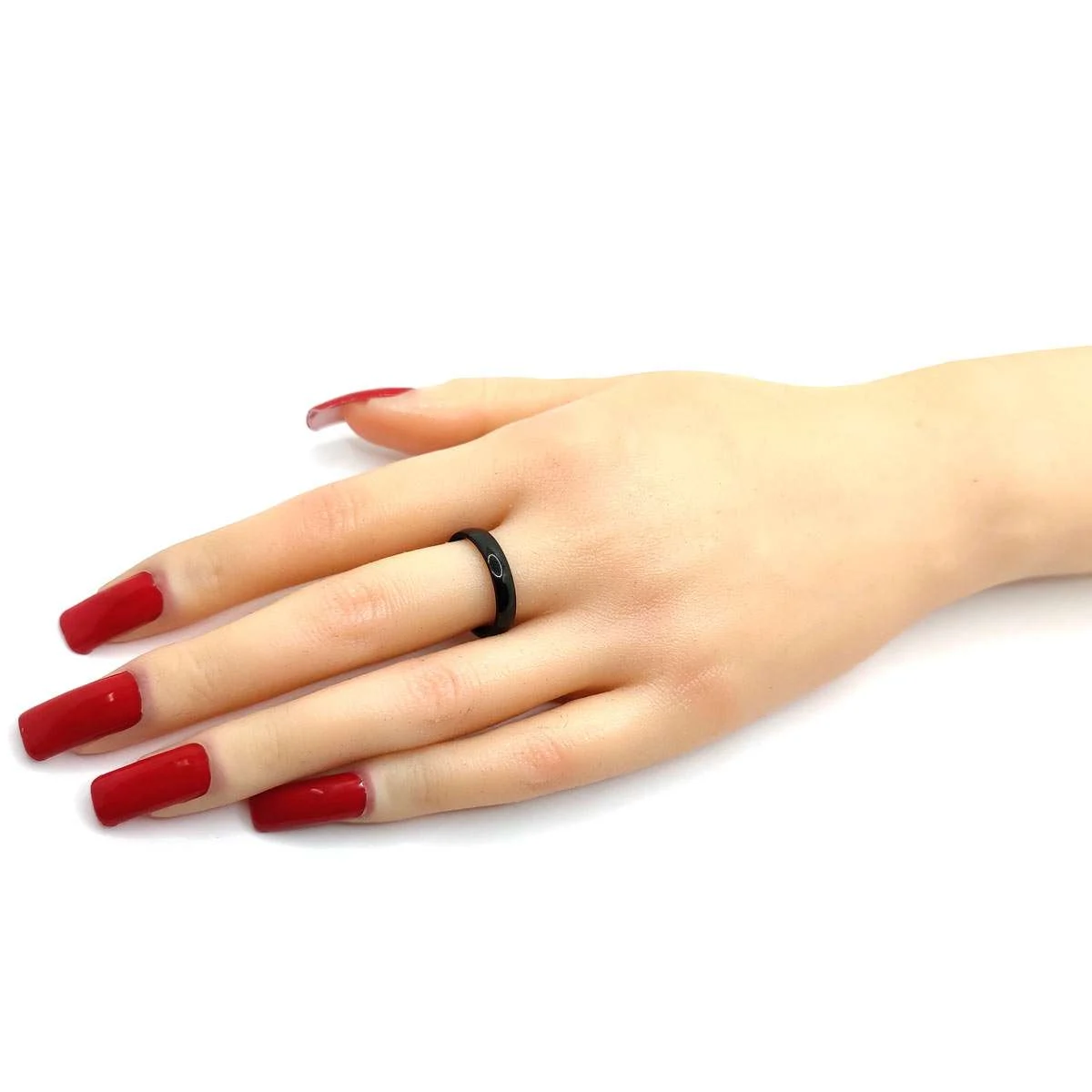 Anillo Acero Negro Mujer Diseño Argolla Lisa 3 mm Clásica