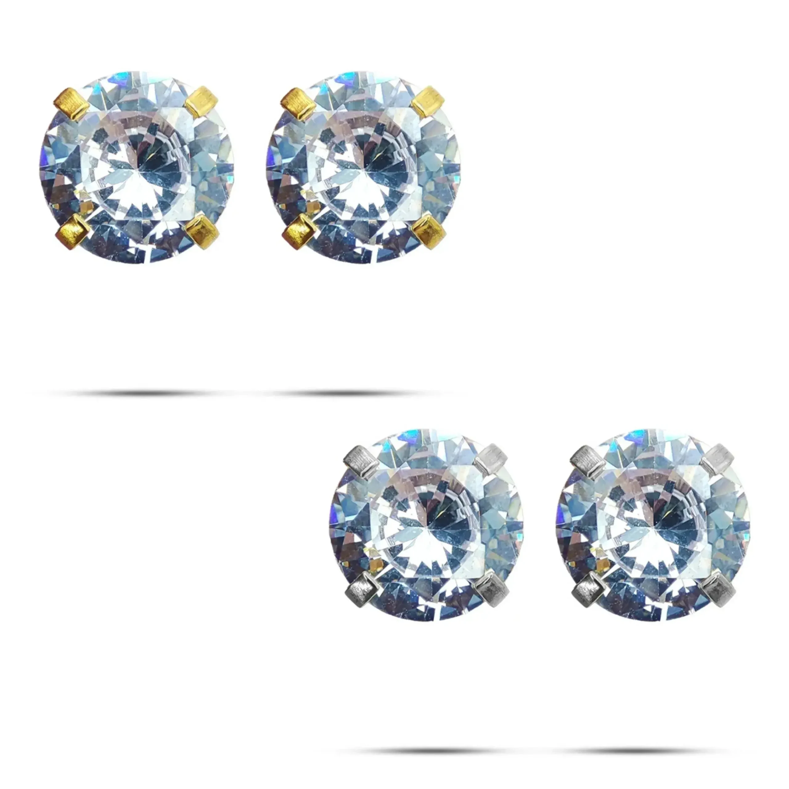 Aretes Acero Broquel Dormilon Bola Zirconia Circular