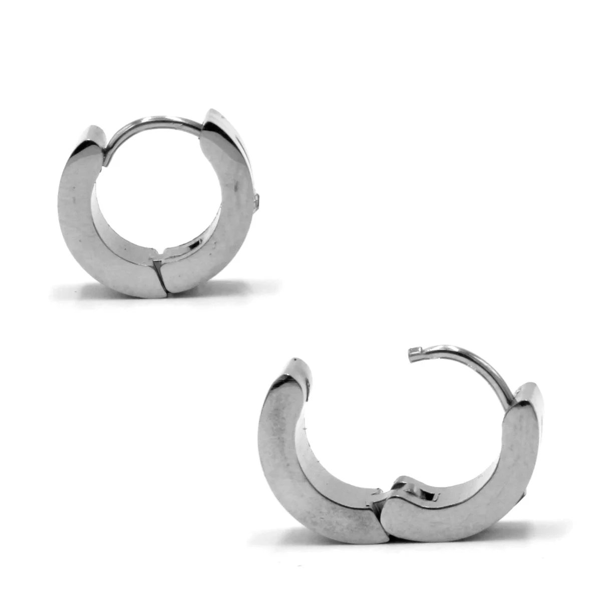 Aretes Tipo Huggies Acero Inox Plateado Cristal Zurco