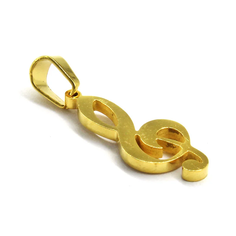 Dije Acero Inoxidable Dorado Quinta Nota Musical Sol
