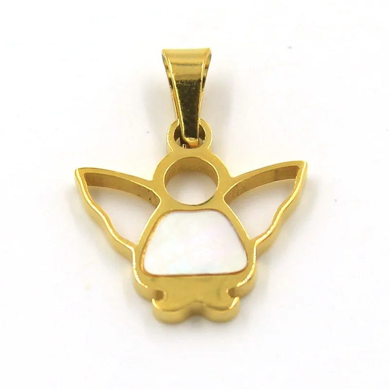 Dije Acero Dorado y Madre Perla Ángel de la Guarda