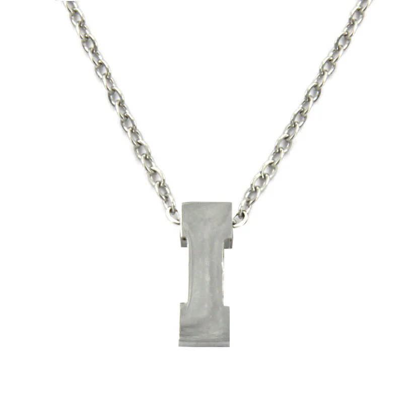 Collar Acero Inoxidable Plateado Letra I Pequeña Nice