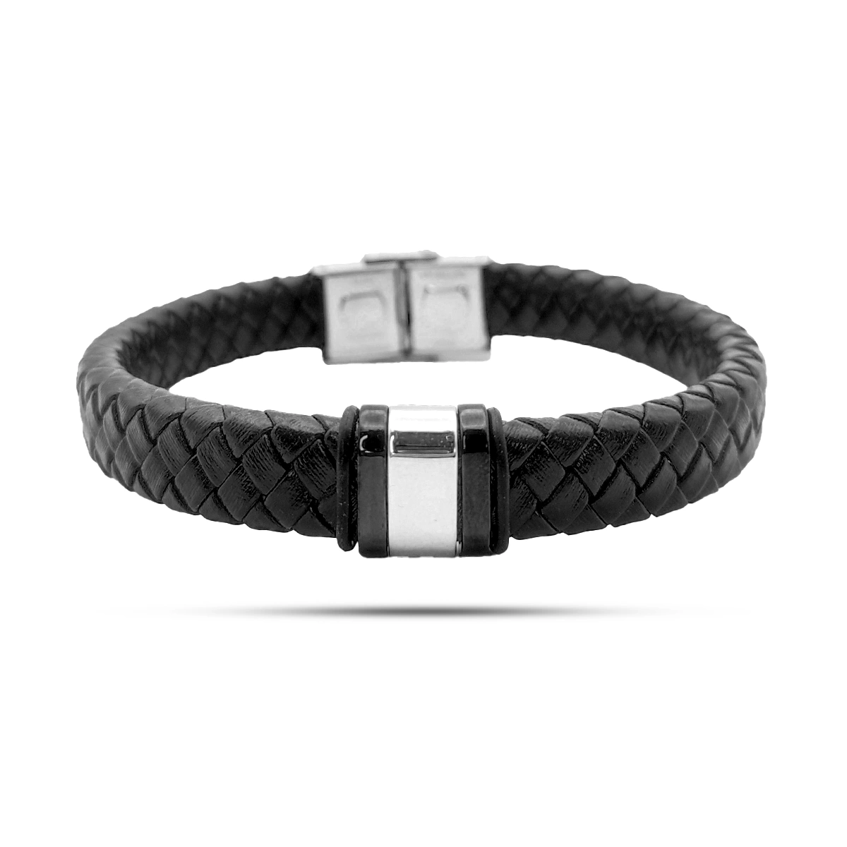 Pulsera Base de Piel Negra con 1 Cuenta