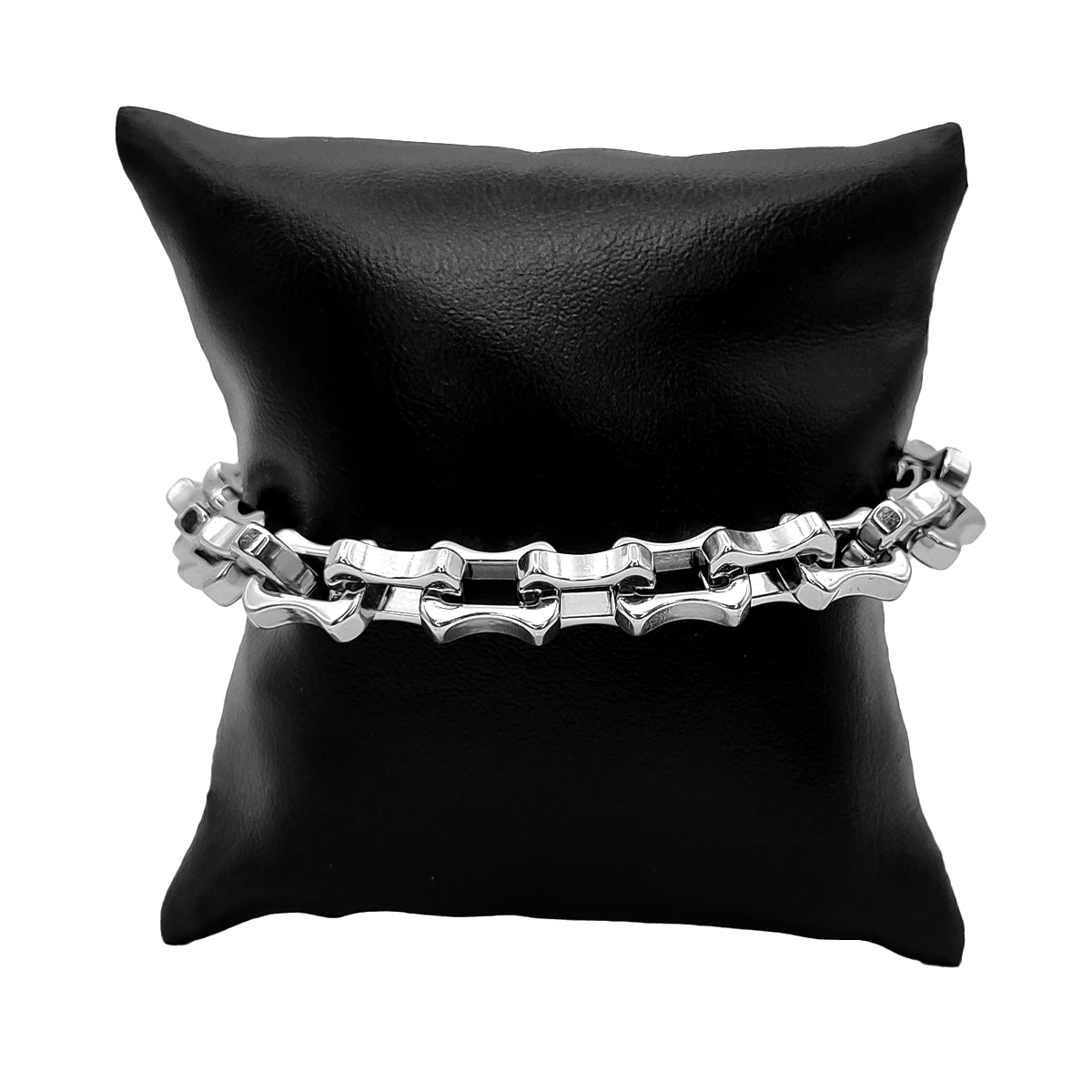 Pulsera Acero Plateado Esclava Punk Rock Robusta 10 mm
