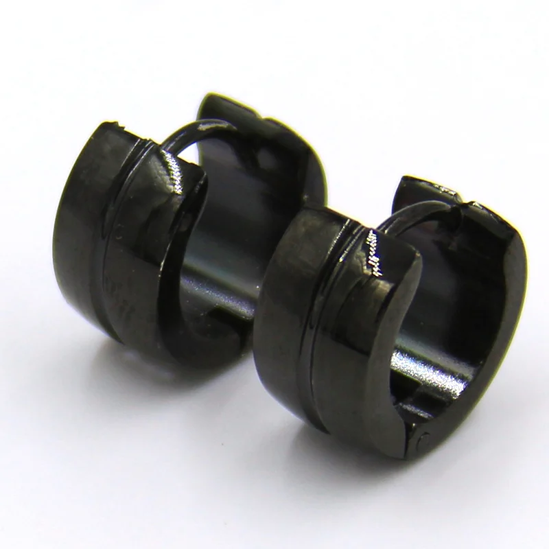 Aretes tipo Arracadas Acero Negro Dos Lineas