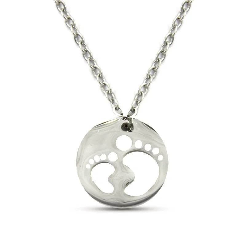 Collar Acero Inoxidable Plateado Huellas Papa e Hijo