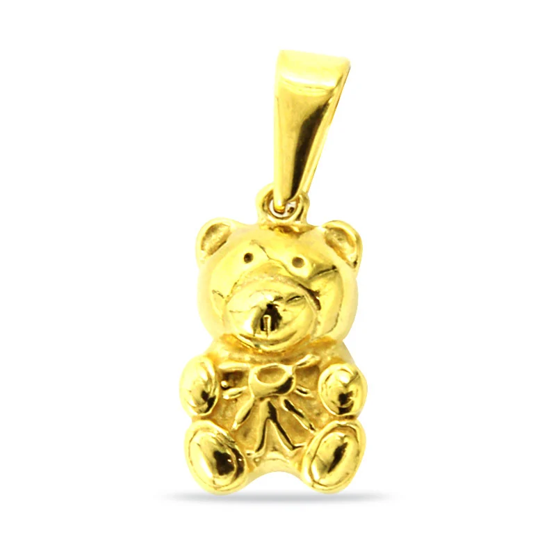 Dije Acero Inoxidable Dorado Osito Oso Infantil Lindo
