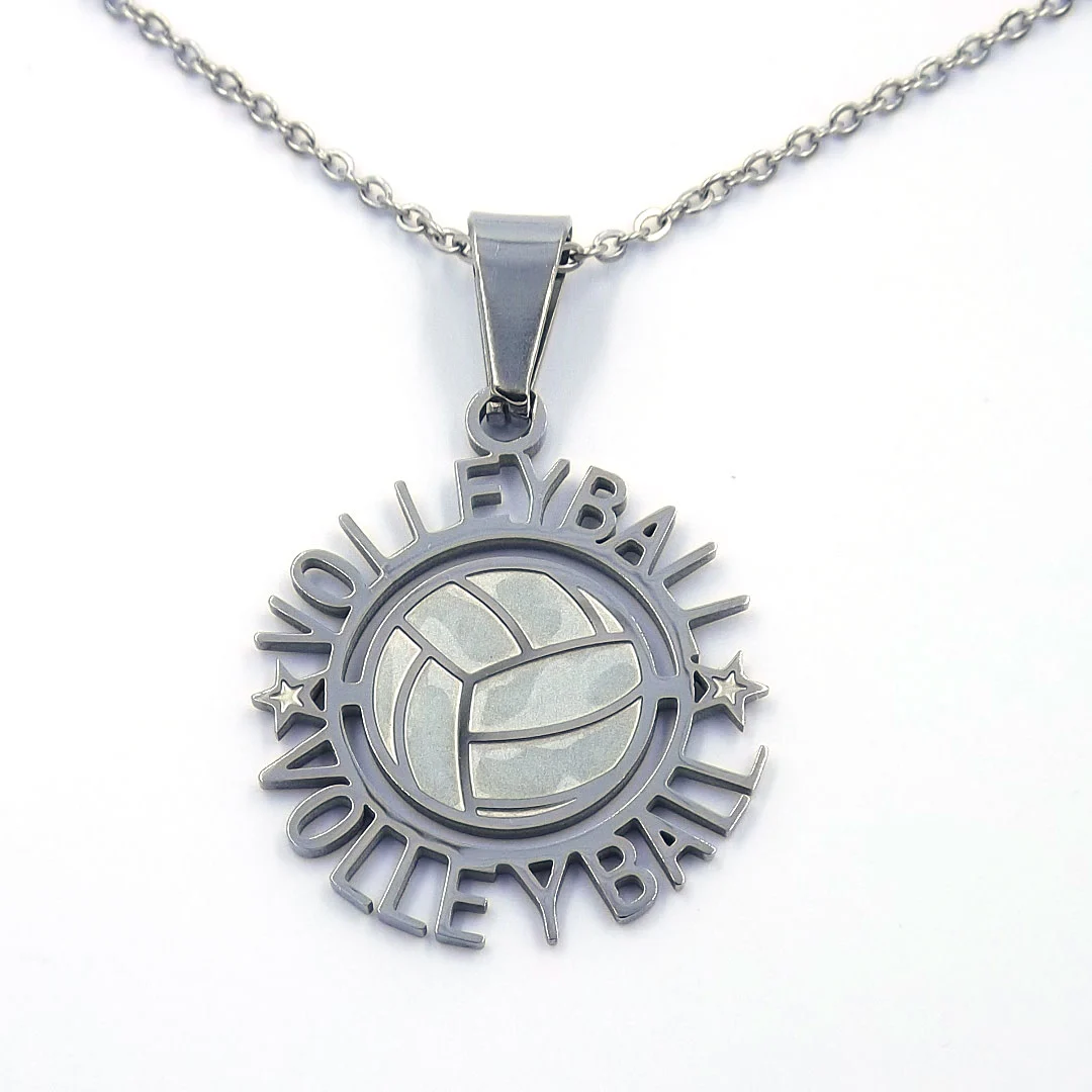Collar Acero Inox Plateado Balón Voleybol Volleyball