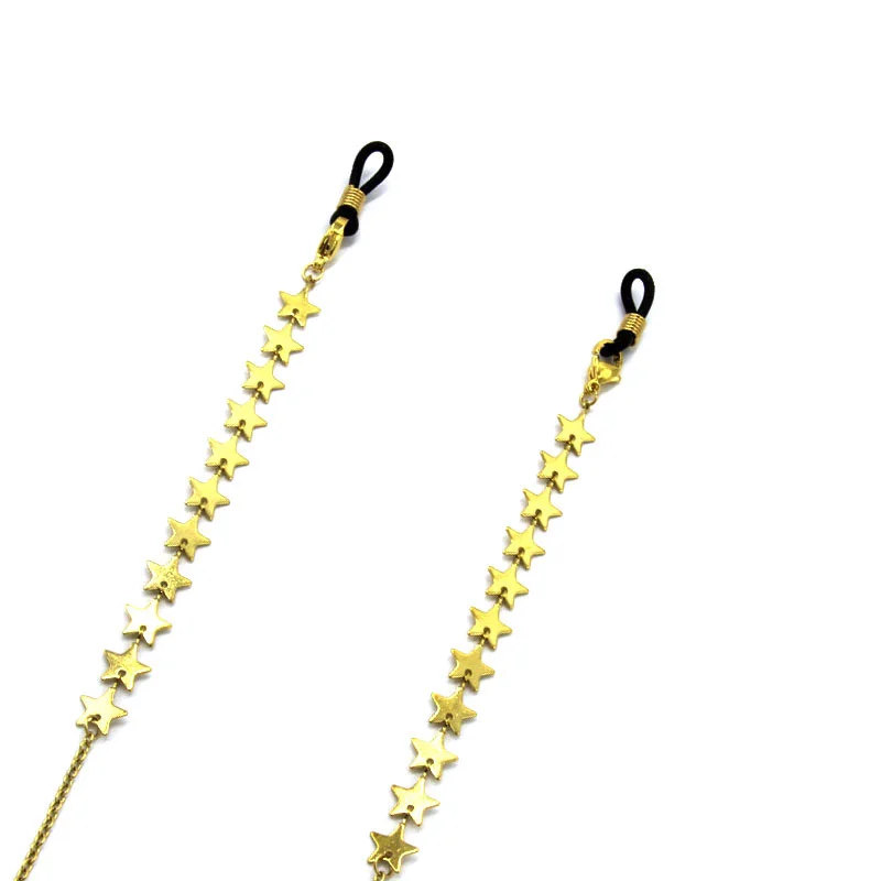 Cadena Lentes  Acero Inoxidable Dorado Estrellas Sencilla