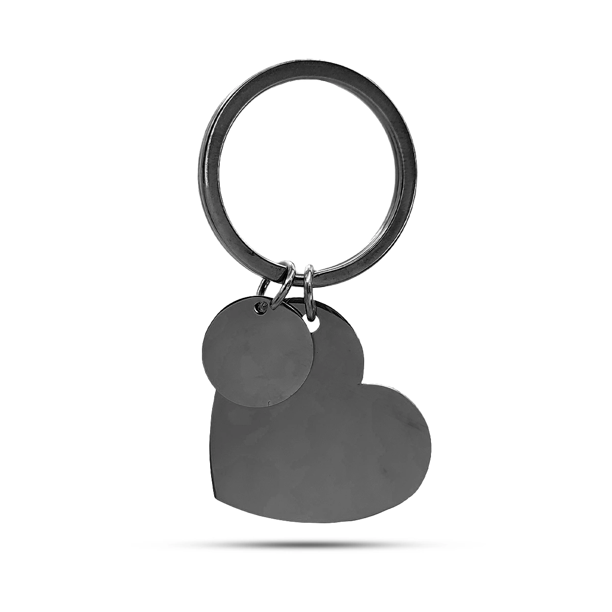 Llavero Acero Inoxidable Corazón y Círculo Para Grabado
