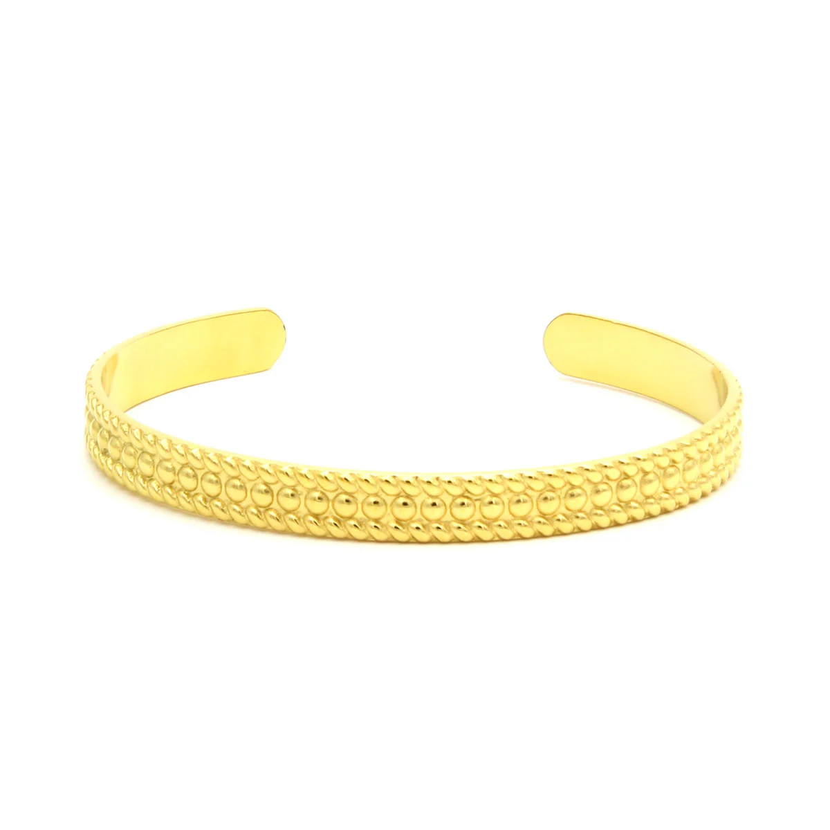 Pulsera Brazalete Acero Inox Dorado Grabado Circulos