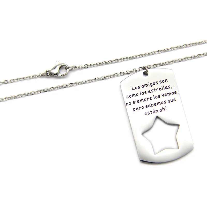 Collar Acero Inox Plateado Mejores Amigas Placa Estrella