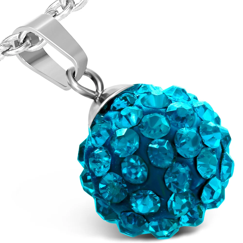 Dije de Acero y Zirconias Azul Shamballa Diseño Esfera