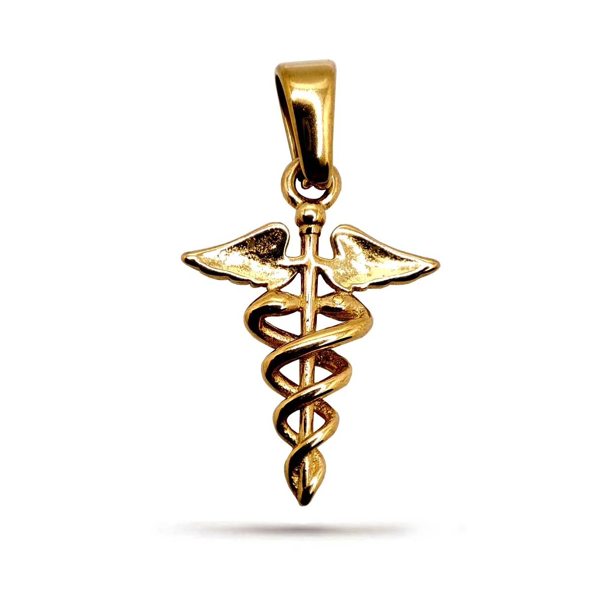 Dije Acero Dorado Medico Medicina Caduceo de Mercurio