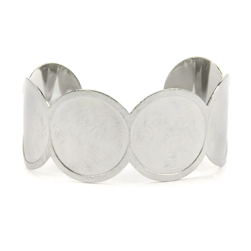 Pulsera Acero Inox Plateado Brazalete Circulo Union