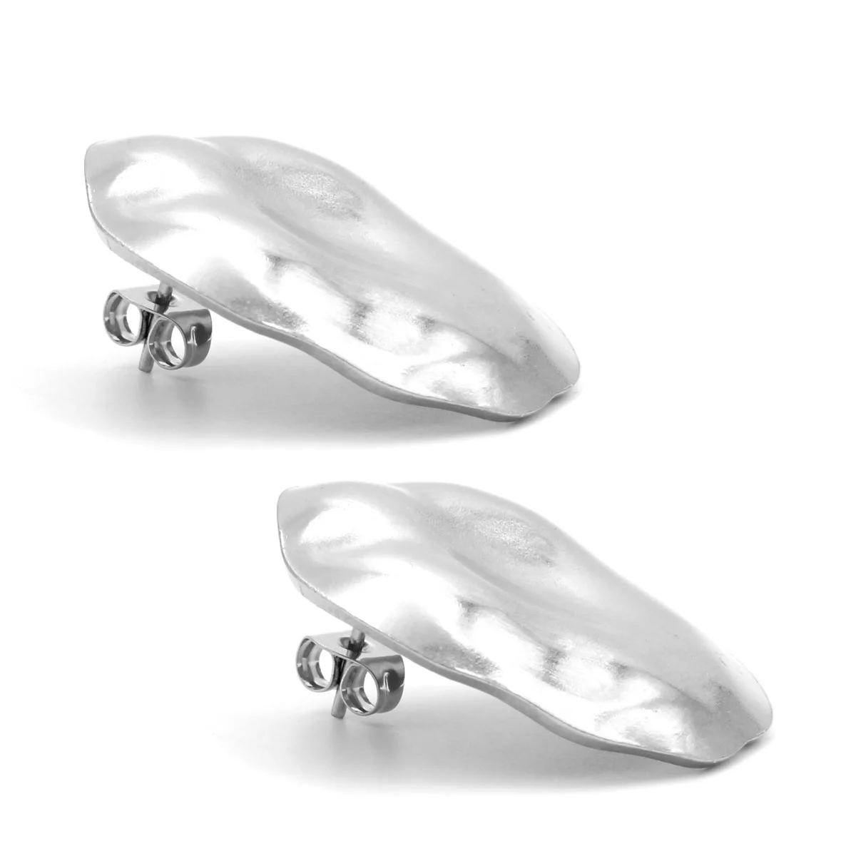 Aretes Acero Plateado Martillado Elegantes Para Dama