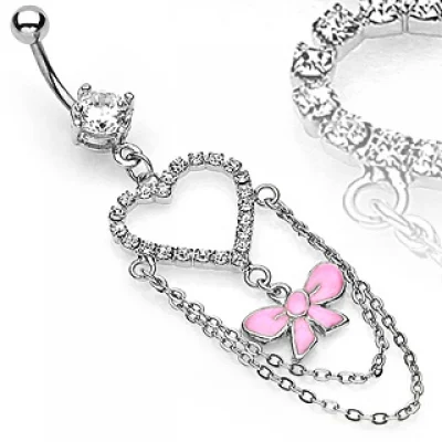 Piercing en el ombligo Diseño Corazon con Moño