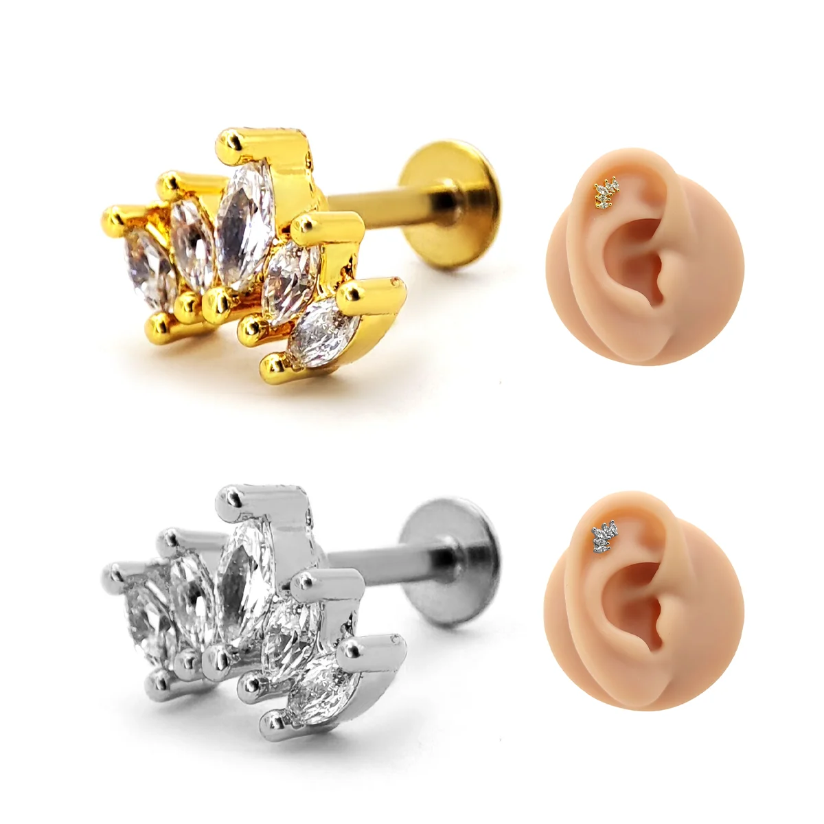 Piercing de Oreja Acero Trepador Cinco Hojas Marquesa