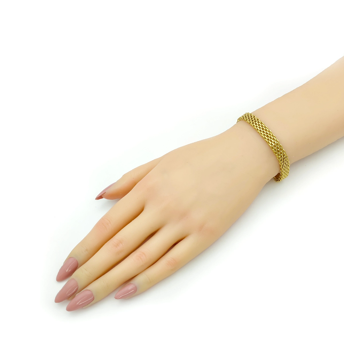 Pulsera Acero Dorado Multicadena Tipo Red Elegante