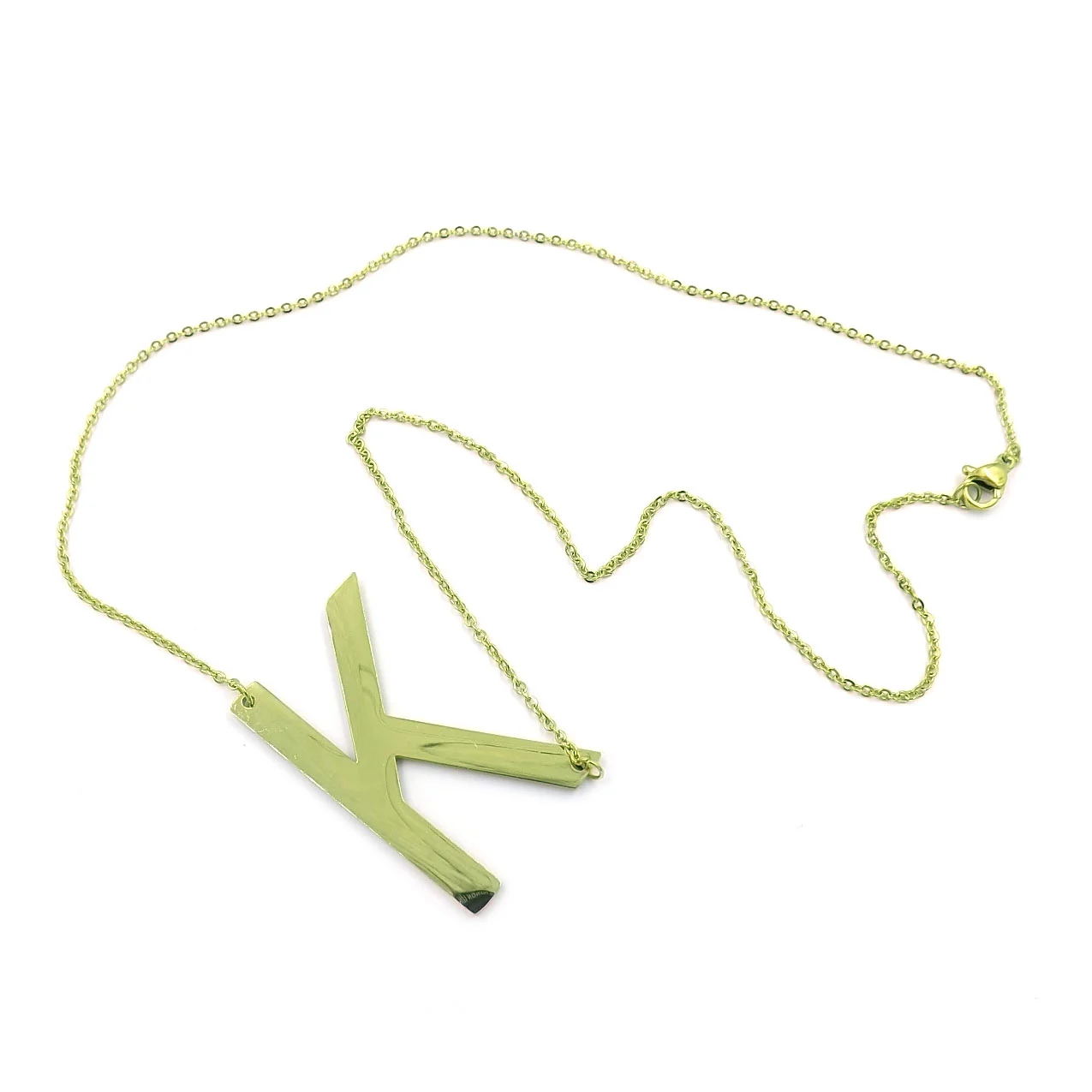 Collar Acero Inoxidable Dorado Letra K Gigante