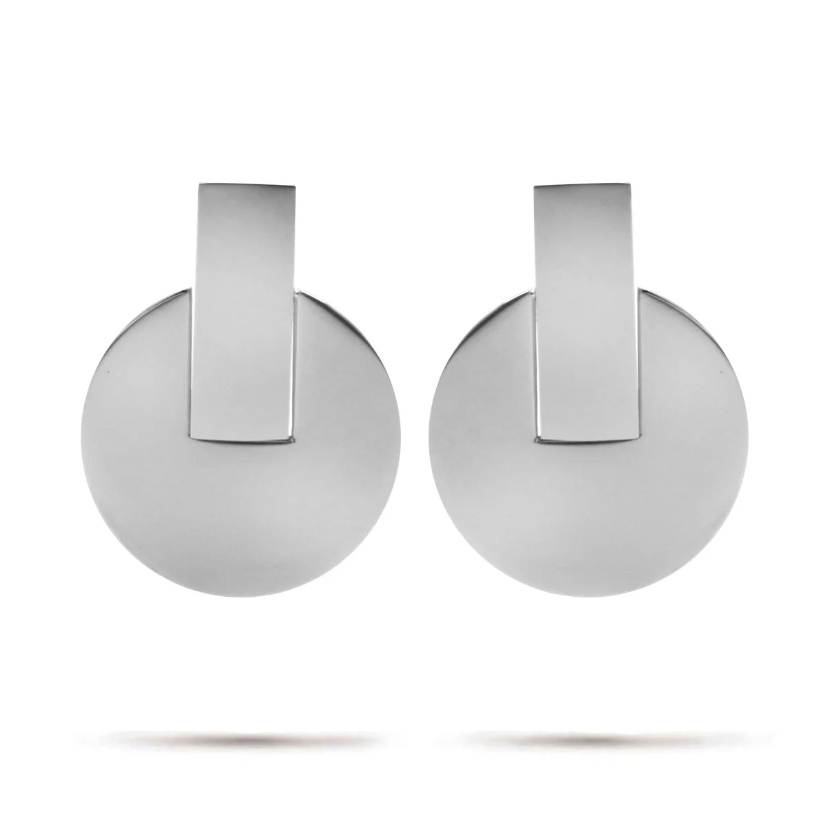 Aretes Acero Inox Plateado Diseño Geometrico Minimalista