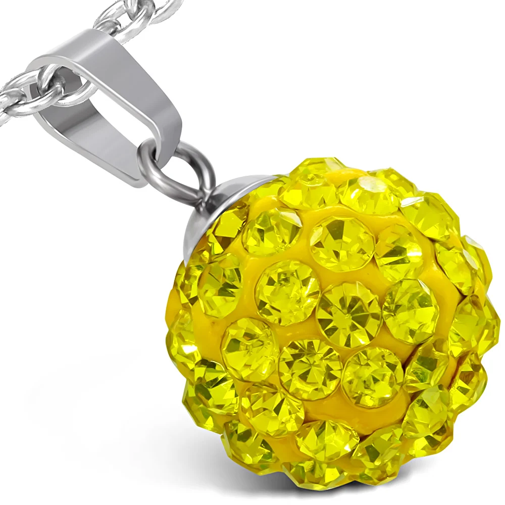 Dije de Acero y Zirconias Amarillas Shamballa Diseño Esfera