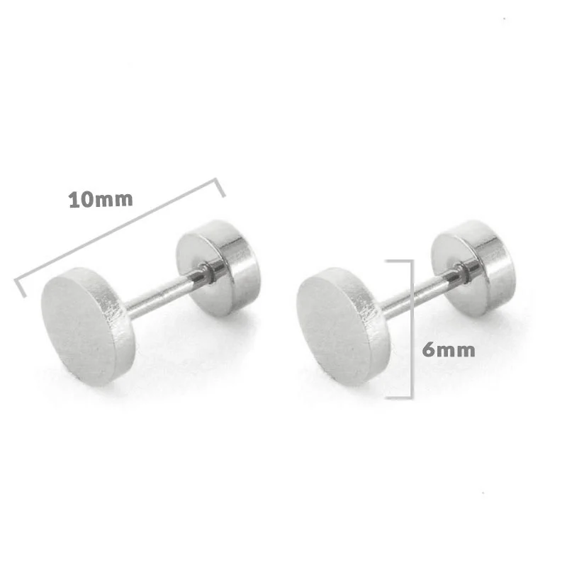 Aretes Tipo Broquel Dormilon Acero Plateado Cirulo Liso