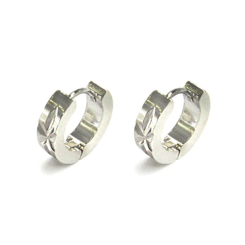 Aretes Tipo Arracada Acero Plateado Huggies Estrella
