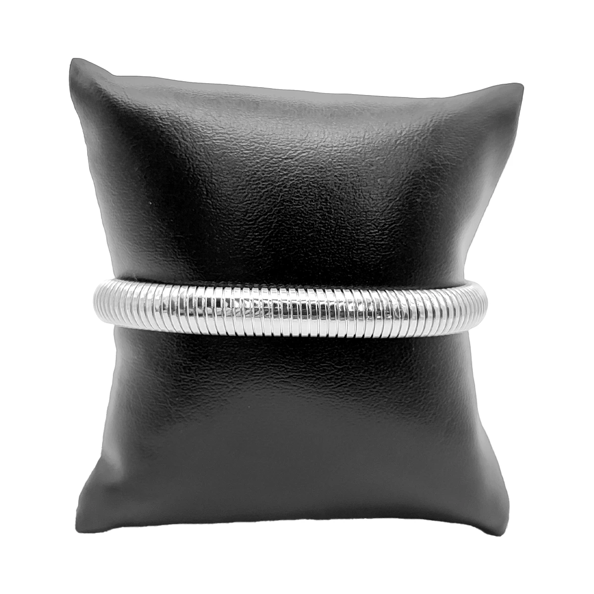 Pulsera Acero Plateado Panza de Vibora Gruesa Flexible