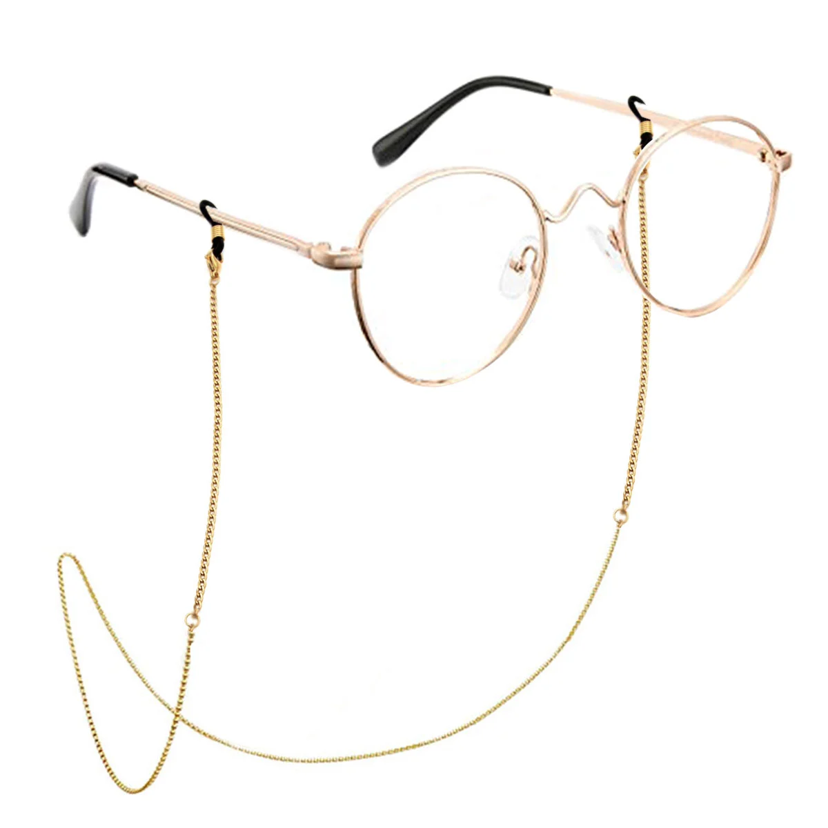 Cadena Lentes Dorado Eslabon Estilo Bilbao 2mm