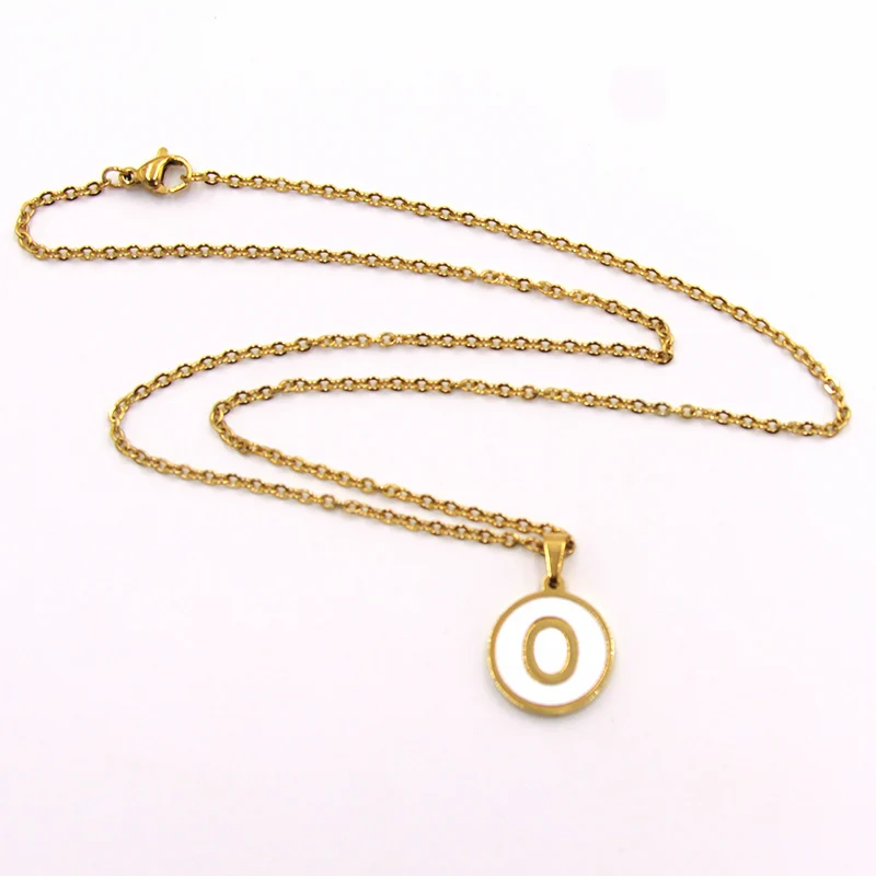 Collar Acero Dorado Letra O Madre Perla