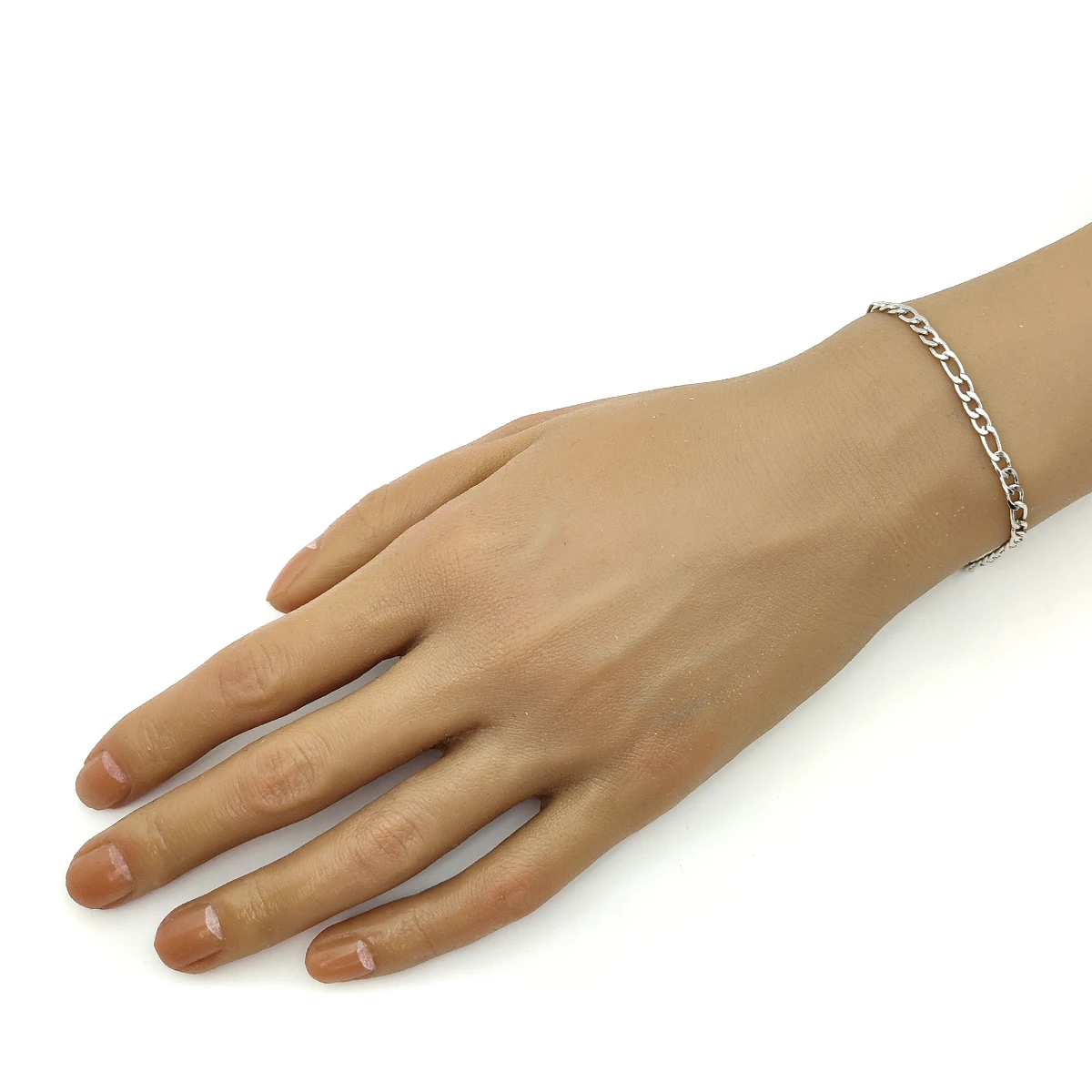 Pulsera Acero Plateado Esclava Eslabón 3x1 Clásica 4 mm
