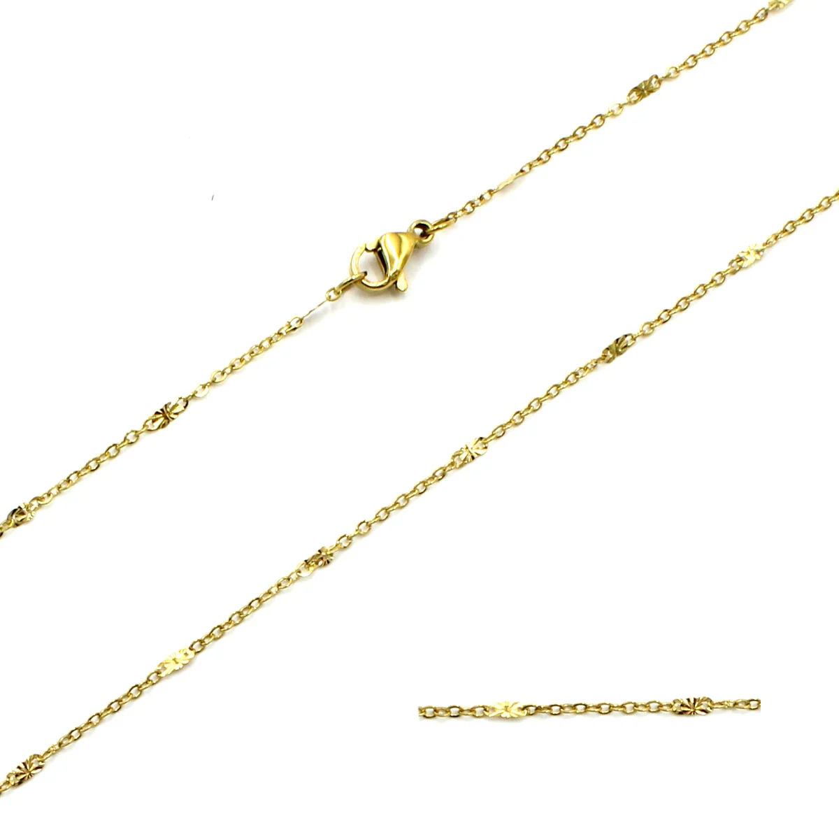 Cadena Acero Inoxidable Dorado Cubana Eslabon Flor