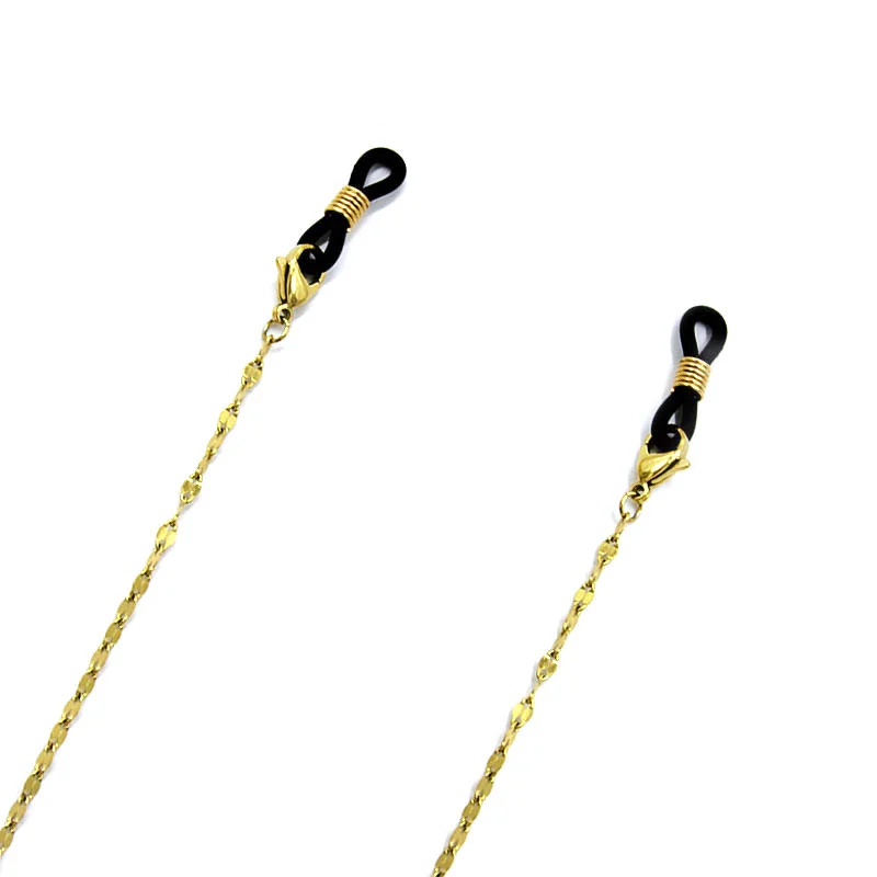 Cadena Lentes  Acero Dorado Estilo Eslabon Petalo 2mm