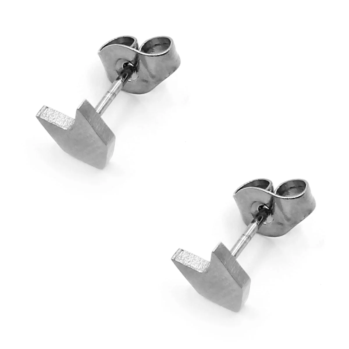 Aretes Acero Inox Plateado Tipo Broquel Flecha 5mm
