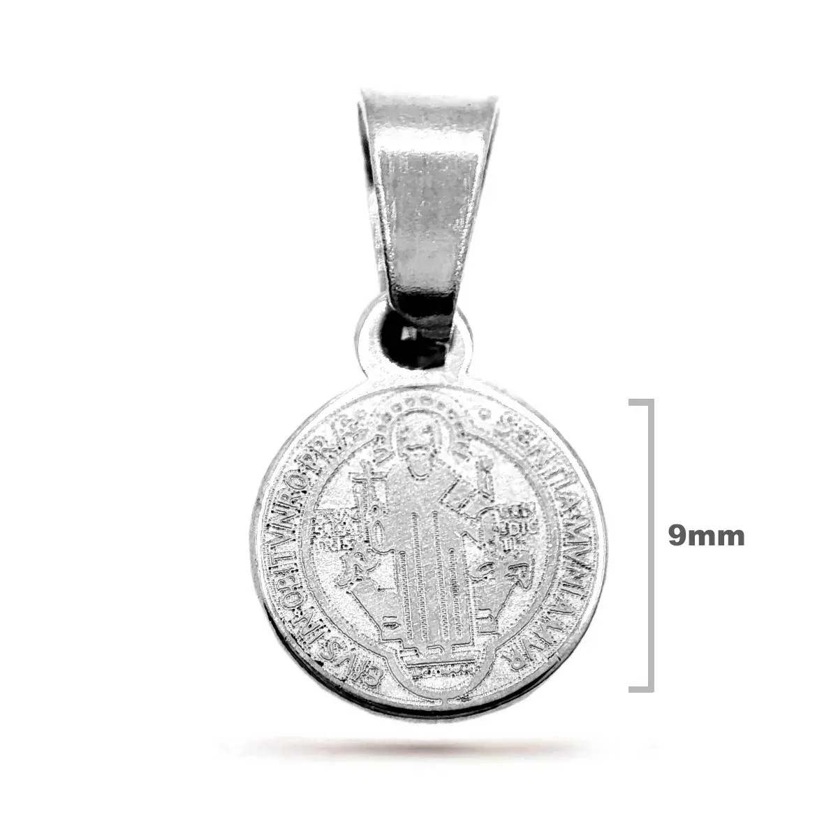 Dije Acero Plateado Medalla Sacramental San Benito 9mm