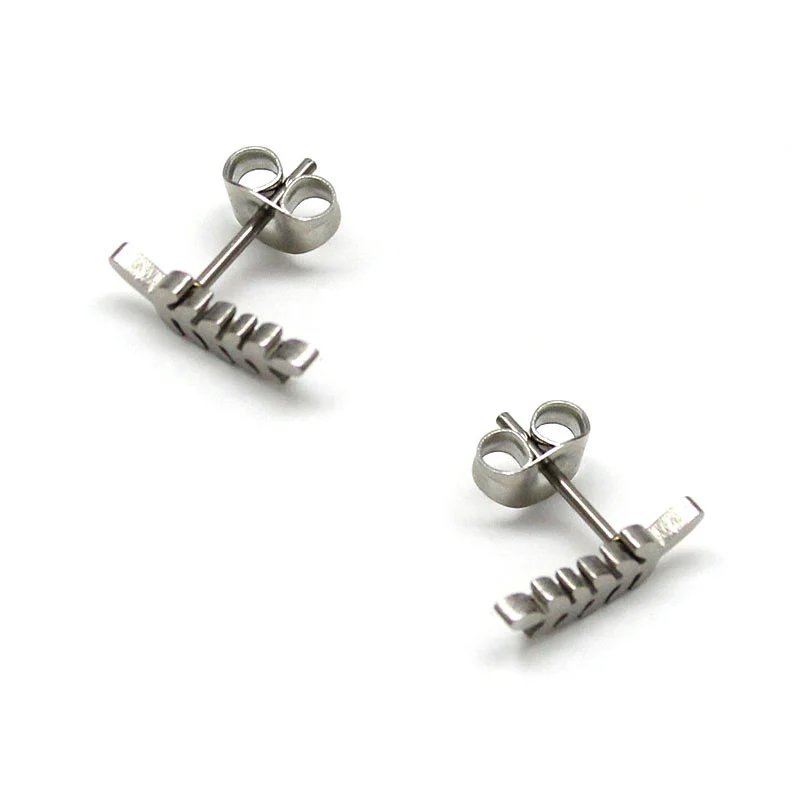 Aretes Tipo Broquel Acero Plateado Espiga de Trigo