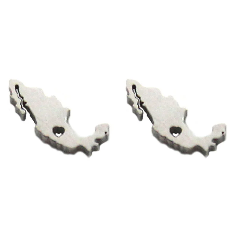 Arete Tipo Broquel Acero Inox Plateado Mexico Corazon