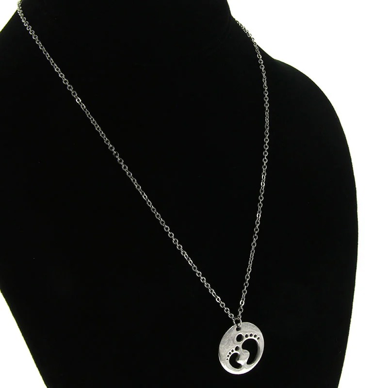 Collar Acero Inoxidable Plateado Huellas Papa e Hijo