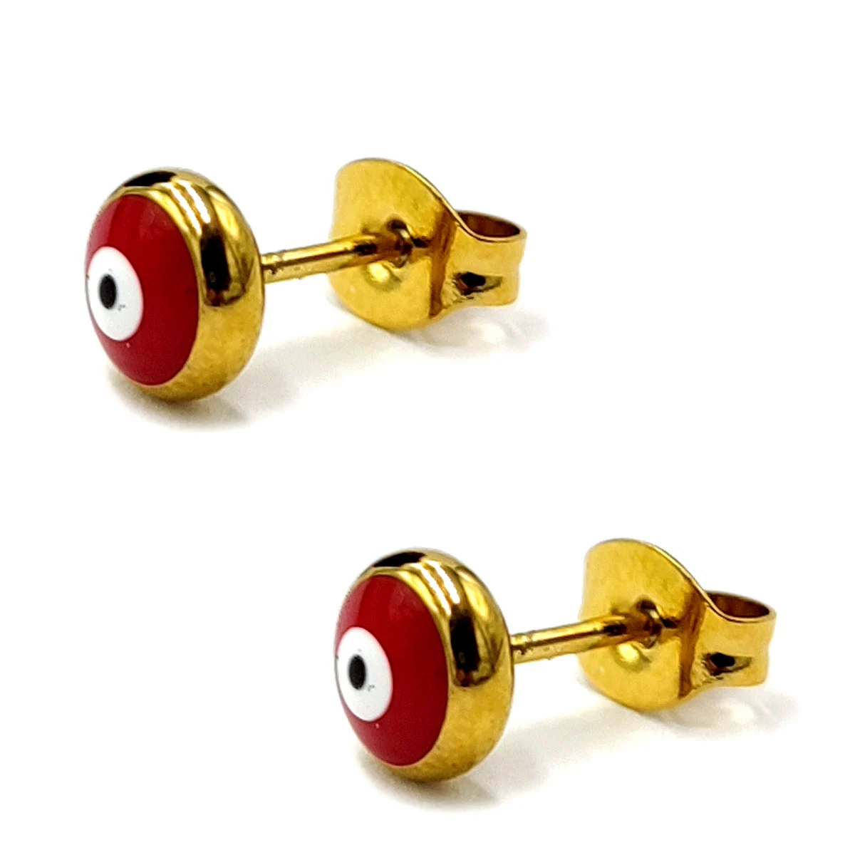 Set Joyeria Acero Inoxidable Dorado Ojo Turco Rojo