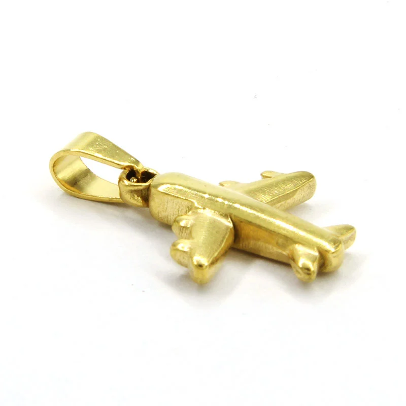 Dije de Acero Inoxidable Dorado Diseño Avión