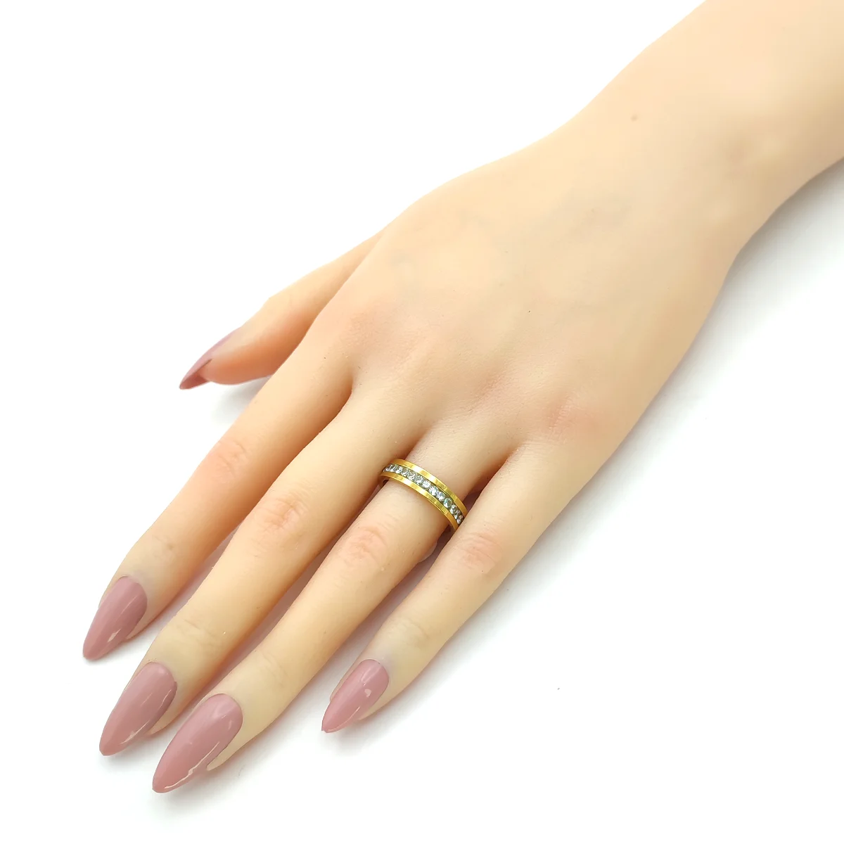 Anillo Acero Dorado Argolla Estilo Churumbela Biselada