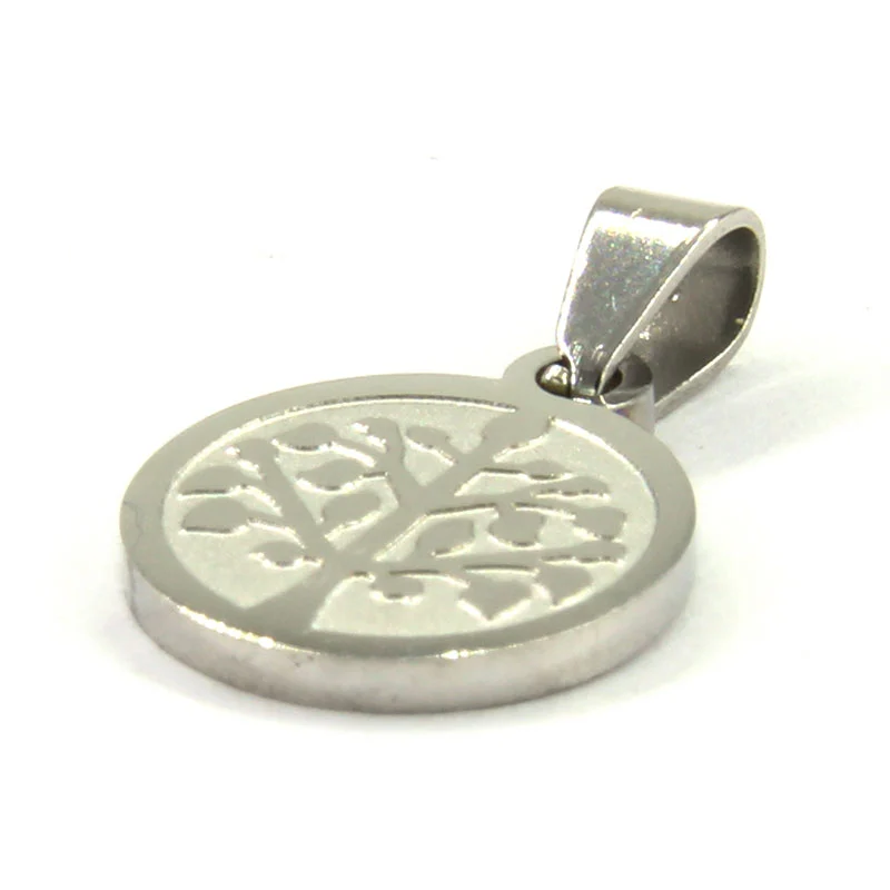 Dije Acero Plateado Medalla Arbol Vida Sabiduria 12mm