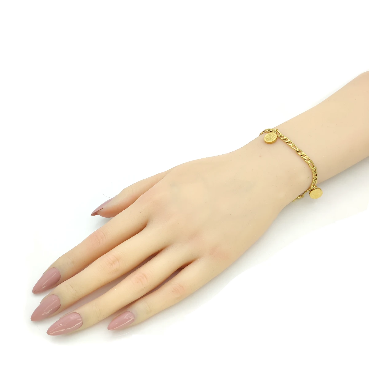 Pulsera Acero Esclava Eslabon Cubano Colgante San Benito